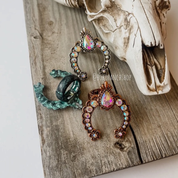 Turquoise blue squash blossom ring bling over sized stretch one size 1pc. - Picture 5 of 6